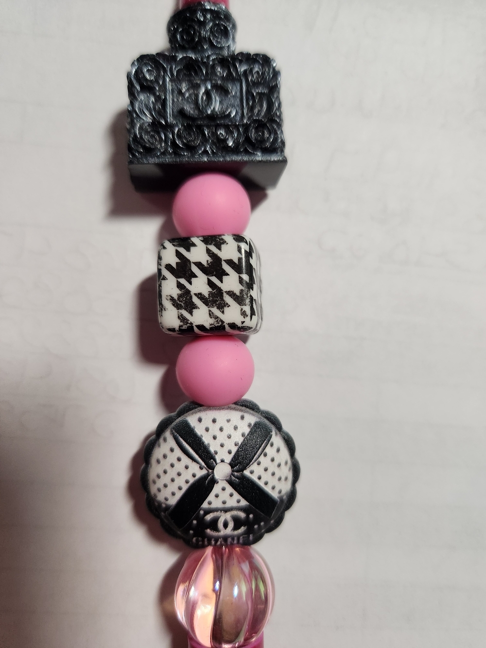 Pink and Black Fashion Beaded Pen.